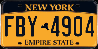 NY license plate FBY4904