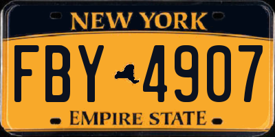 NY license plate FBY4907