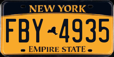 NY license plate FBY4935