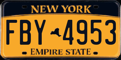 NY license plate FBY4953