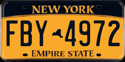 NY license plate FBY4972