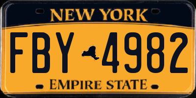 NY license plate FBY4982