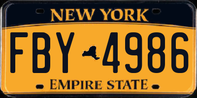 NY license plate FBY4986
