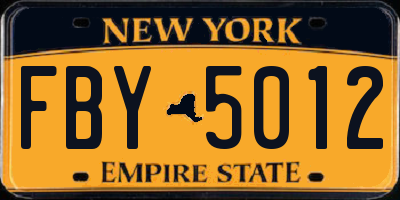 NY license plate FBY5012