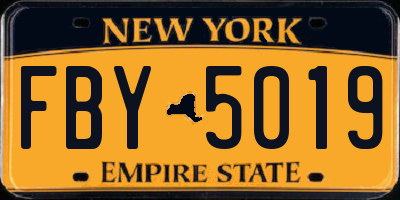 NY license plate FBY5019