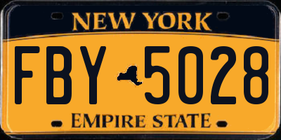 NY license plate FBY5028
