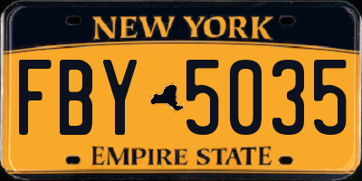 NY license plate FBY5035