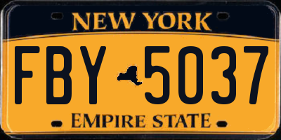 NY license plate FBY5037