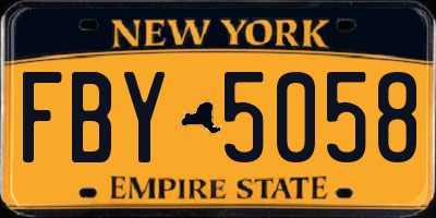 NY license plate FBY5058