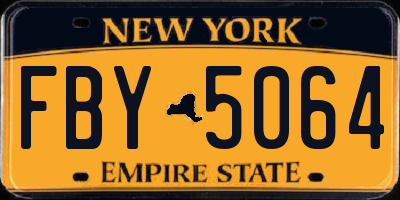 NY license plate FBY5064