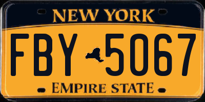 NY license plate FBY5067