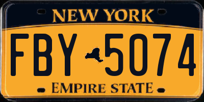NY license plate FBY5074