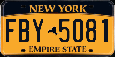 NY license plate FBY5081
