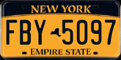 NY license plate FBY5097