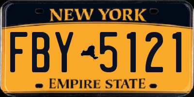 NY license plate FBY5121