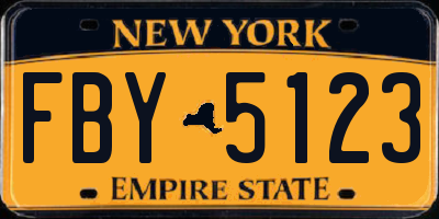 NY license plate FBY5123