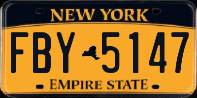 NY license plate FBY5147