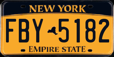 NY license plate FBY5182
