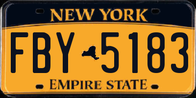 NY license plate FBY5183