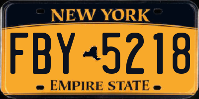 NY license plate FBY5218