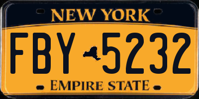 NY license plate FBY5232