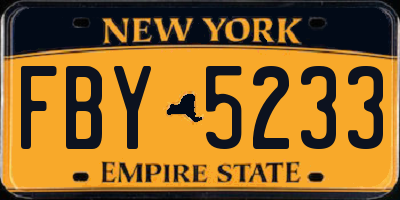 NY license plate FBY5233