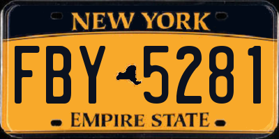 NY license plate FBY5281