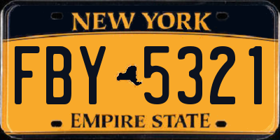 NY license plate FBY5321