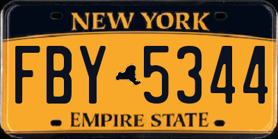 NY license plate FBY5344