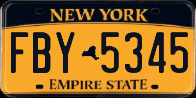 NY license plate FBY5345