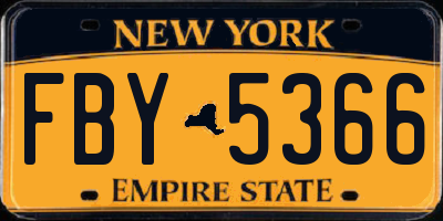NY license plate FBY5366