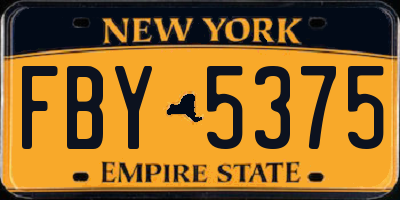 NY license plate FBY5375