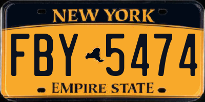 NY license plate FBY5474