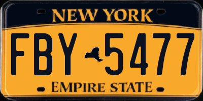 NY license plate FBY5477