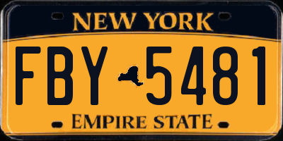 NY license plate FBY5481