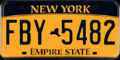 NY license plate FBY5482