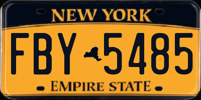NY license plate FBY5485
