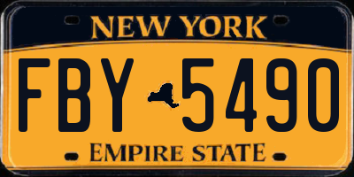 NY license plate FBY5490