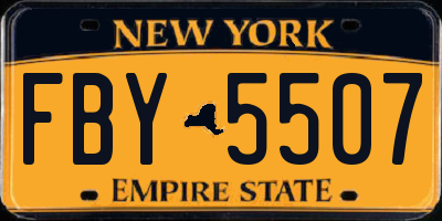 NY license plate FBY5507