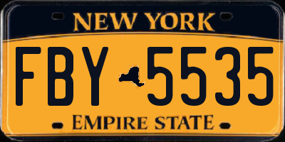 NY license plate FBY5535
