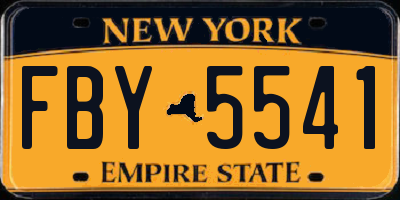 NY license plate FBY5541