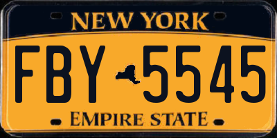 NY license plate FBY5545
