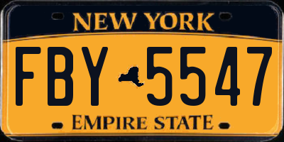 NY license plate FBY5547