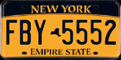 NY license plate FBY5552