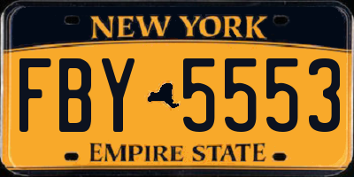 NY license plate FBY5553