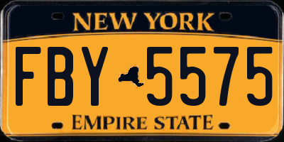 NY license plate FBY5575