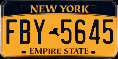 NY license plate FBY5645