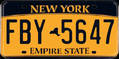 NY license plate FBY5647