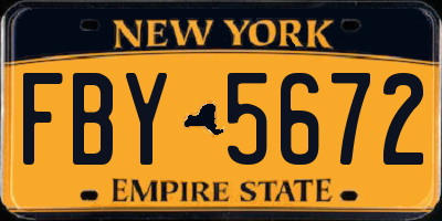 NY license plate FBY5672