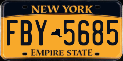 NY license plate FBY5685